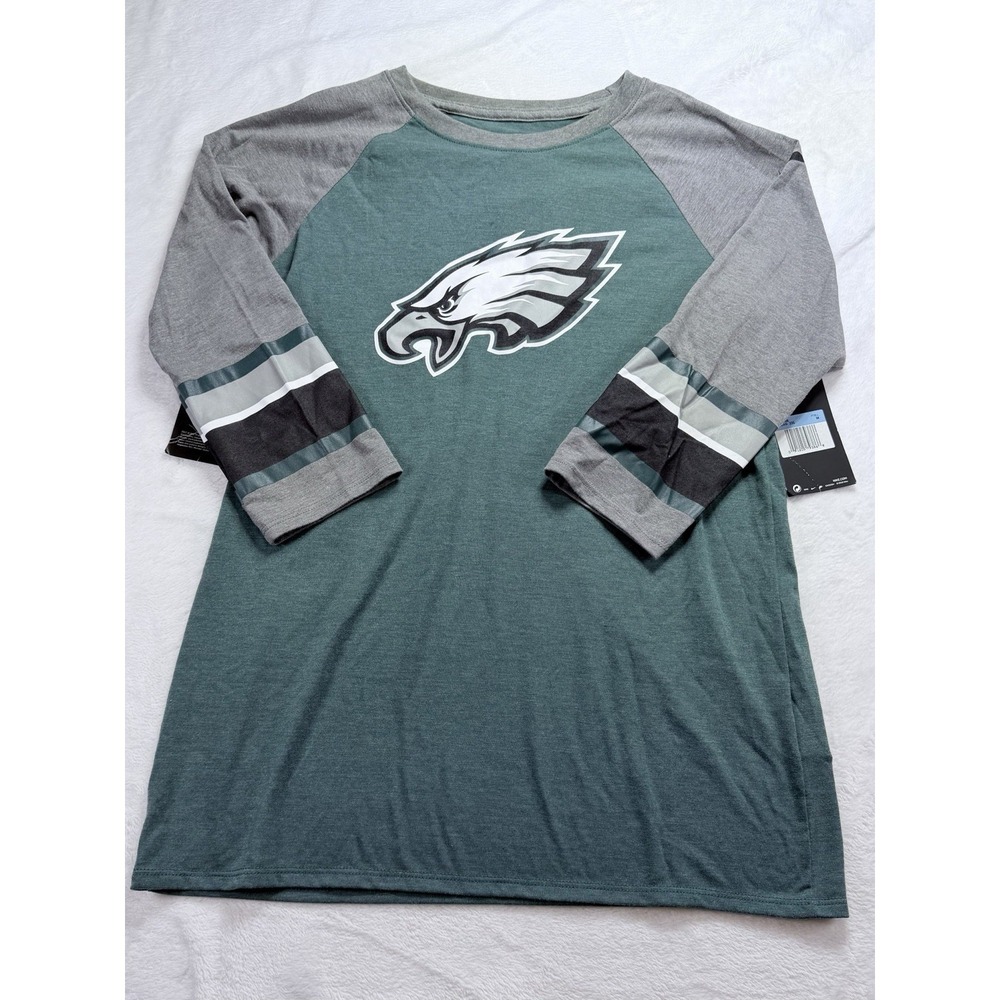 Nike Women's Philadelphia Eagles Raglan T-shirt NFL Football Green Gray Medium